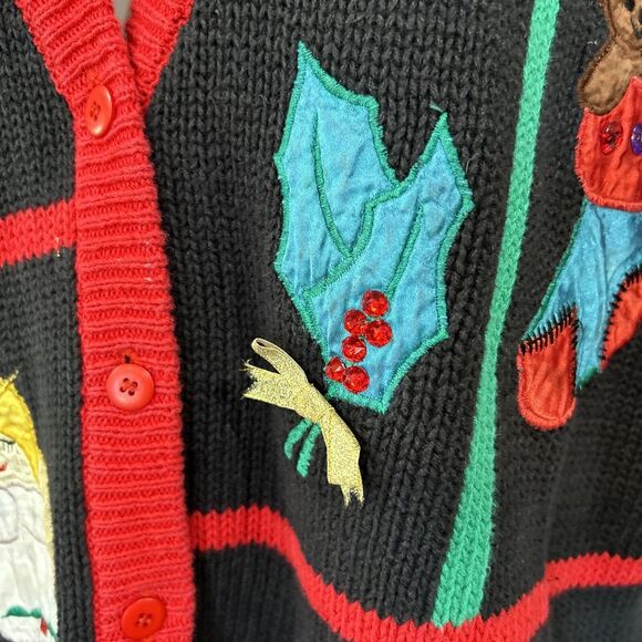 Vintage Christmas Cardigan Sweater Plus Size 2X Work in Progress Gladys Bagley - Picture 5 of 13